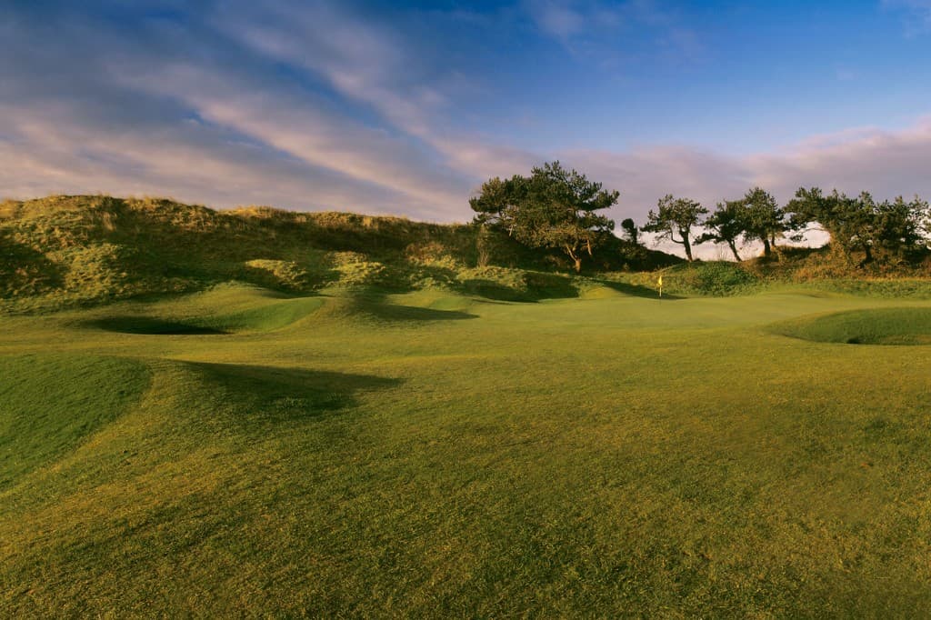 Golf course at sunset on the Sefton Coast